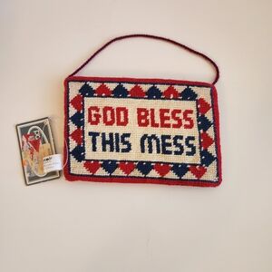 God Bless This Mess Patriotic Red, White & Blue Wall Hanging